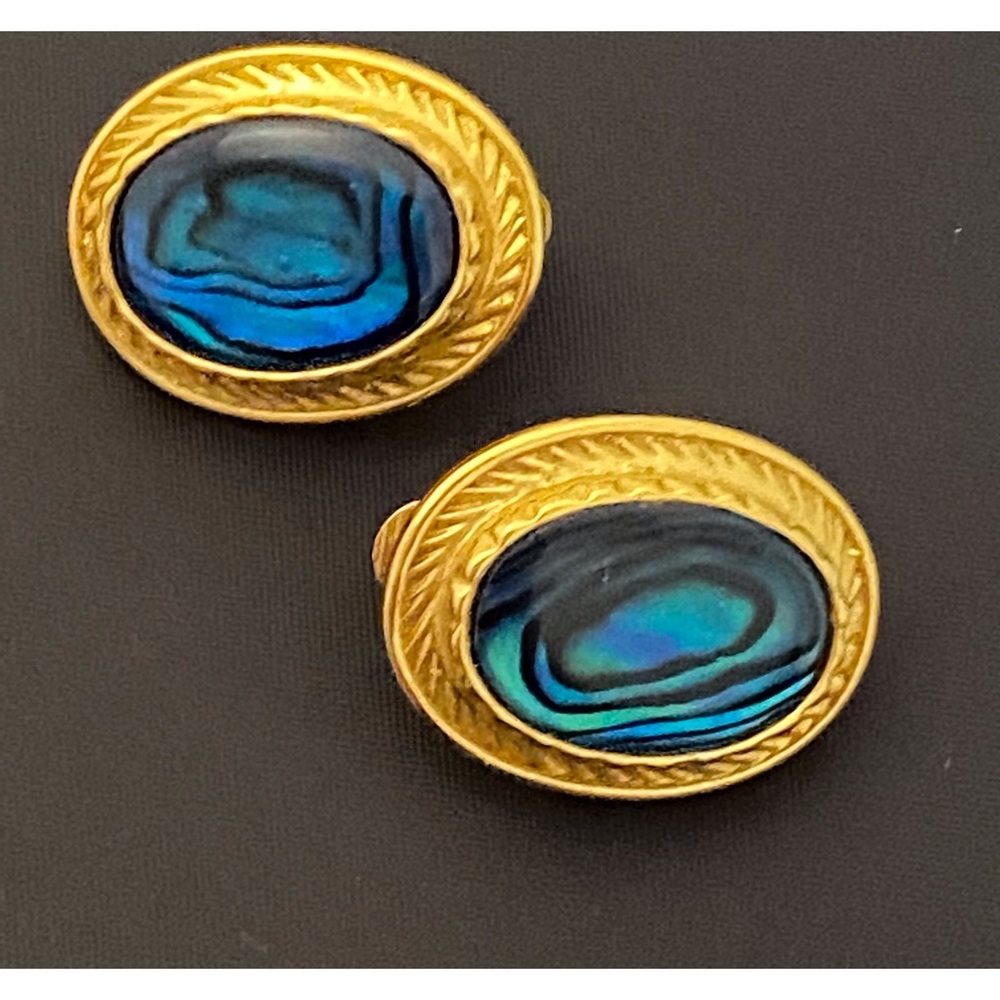Butler Vintage, gold toned, abalone pierced earrings.